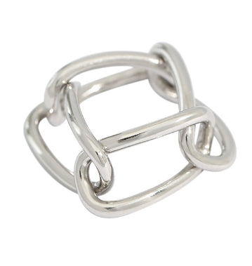 Lovcia Gold Hollow Paperclip Chain Ring Adjustable Size-Rings-Rhodium-US 6-Rhodium