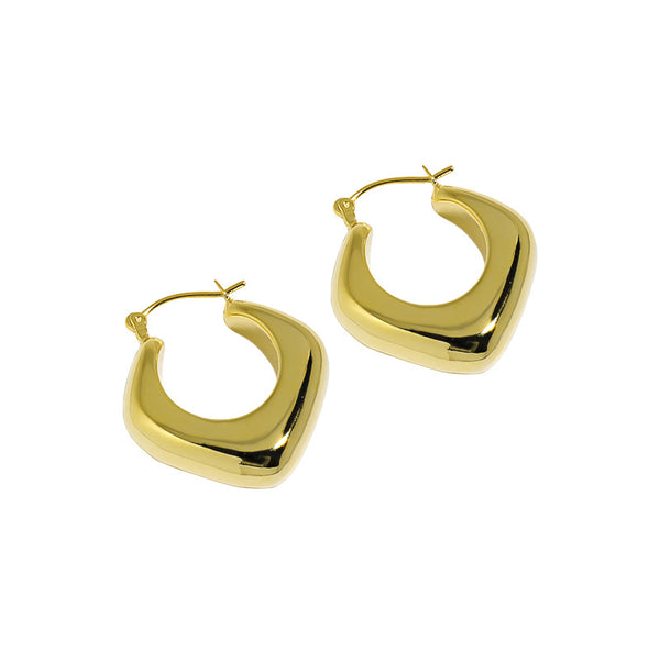 Lovcia Gold Hollow Rhombus Hoop Earrings 26mm Plated-Earrings-Yellow Gold-Yellow Gold
