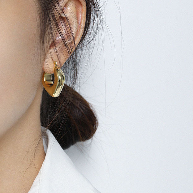 Lovcia Gold Hollow Rhombus Hoop Earrings 26mm Plated-Earrings-Yellow Gold-Yellow Gold