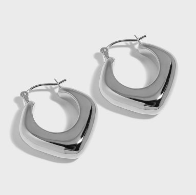 Lovcia Gold Hollow Rhombus Hoop Earrings 26mm Plated-Earrings-Yellow Gold-Yellow Gold