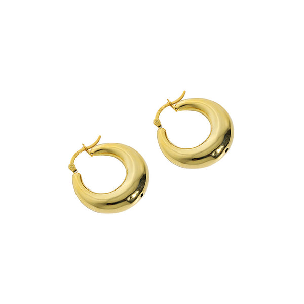 Lovcia Gold Hoop Earrings 13.5mm By 6.8mm 925 Silver-Earrings-Yellow Gold-Yellow Gold