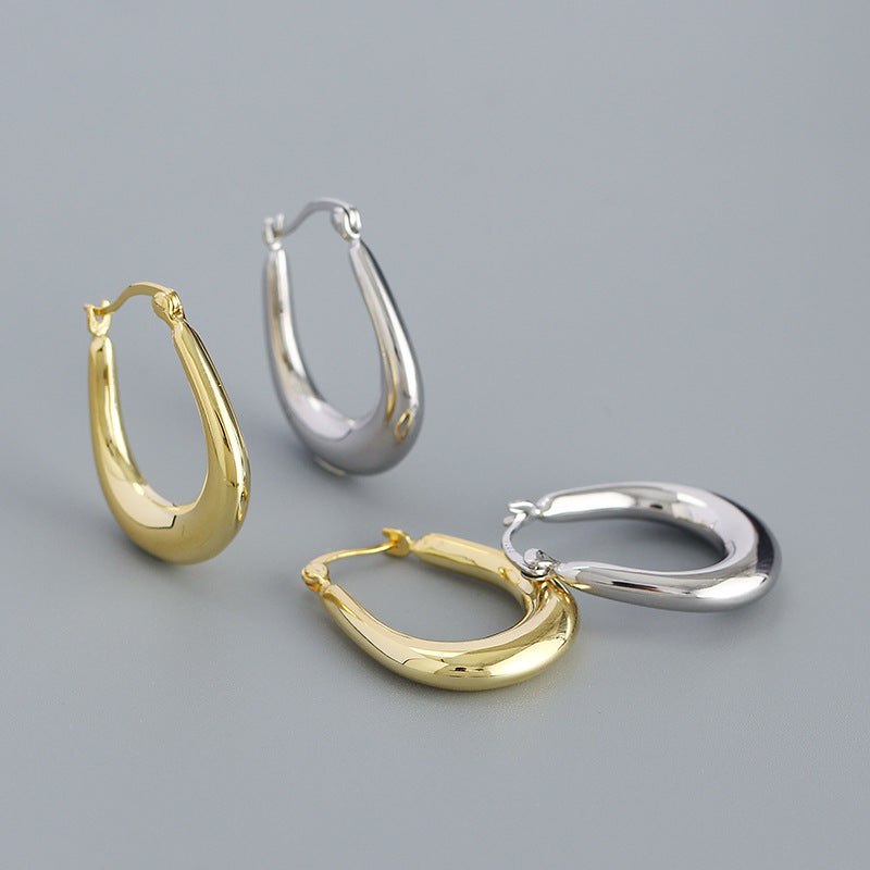 Lovcia Gold Hoop Earrings 18K Plated 925 Silver 25.5mm-Earrings-Yellow Gold-Yellow Gold
