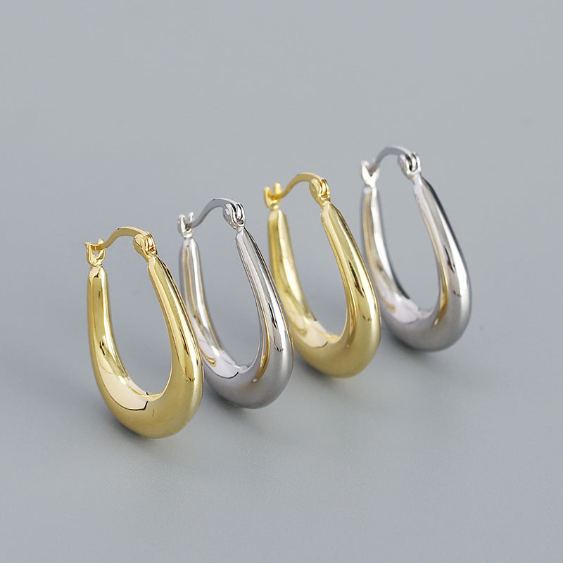 Lovcia Gold Hoop Earrings 18K Plated 925 Silver 25.5mm-Earrings-Yellow Gold-Yellow Gold