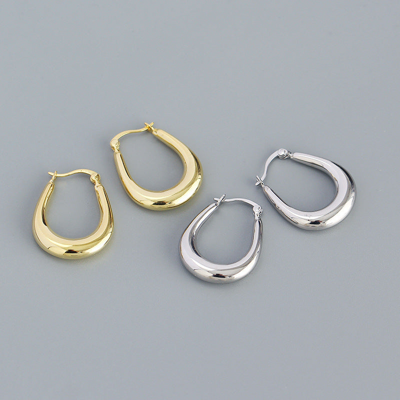 Lovcia Gold Hoop Earrings 18K Plated 925 Silver 25.5mm-Earrings-Yellow Gold-Yellow Gold