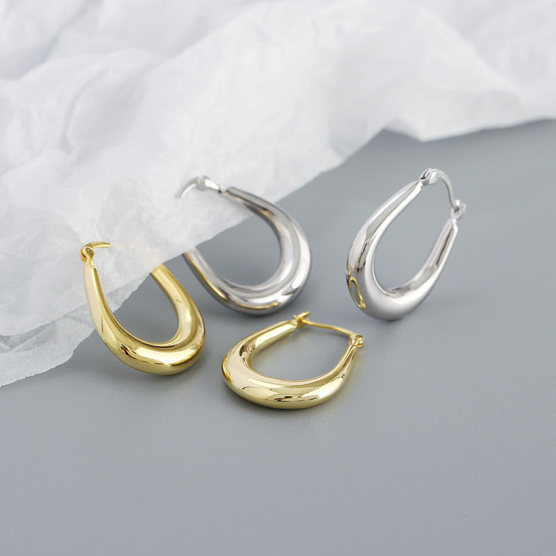 Lovcia Gold Hoop Earrings 18K Plated 925 Silver 25.5mm-Earrings-Yellow Gold-Yellow Gold
