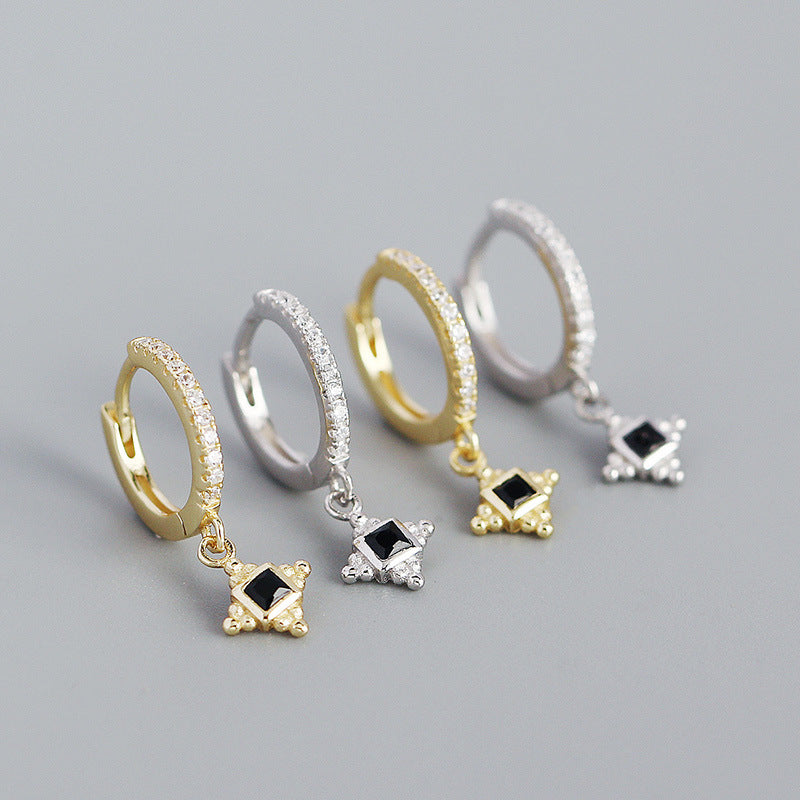 Lovcia Gold Hoop Earrings 925 Sterling Silver CZ Stones-Earrings-Yellow Gold-Yellow Gold