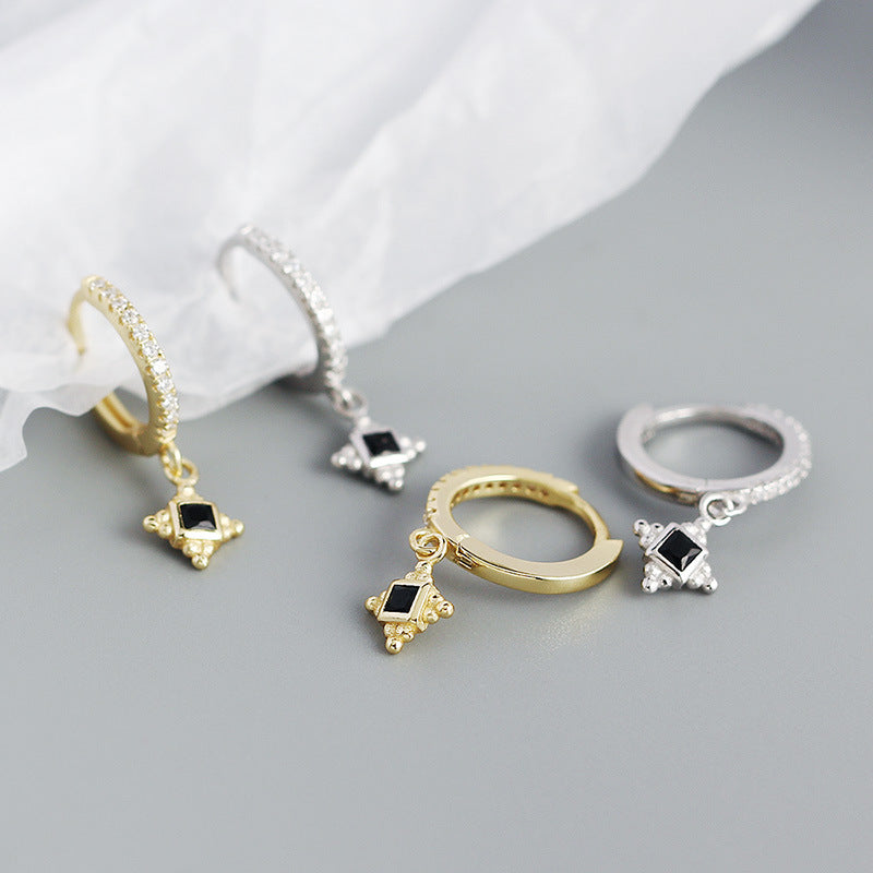 Lovcia Gold Hoop Earrings 925 Sterling Silver CZ Stones-Earrings-Yellow Gold-Yellow Gold