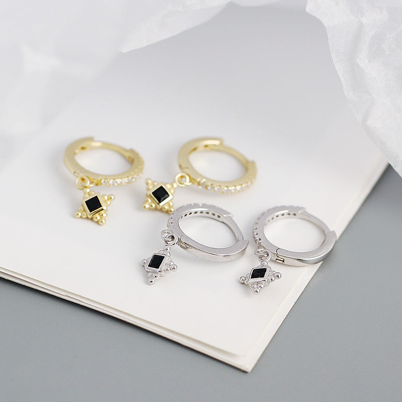 Lovcia Gold Hoop Earrings 925 Sterling Silver CZ Stones-Earrings-Yellow Gold-Yellow Gold
