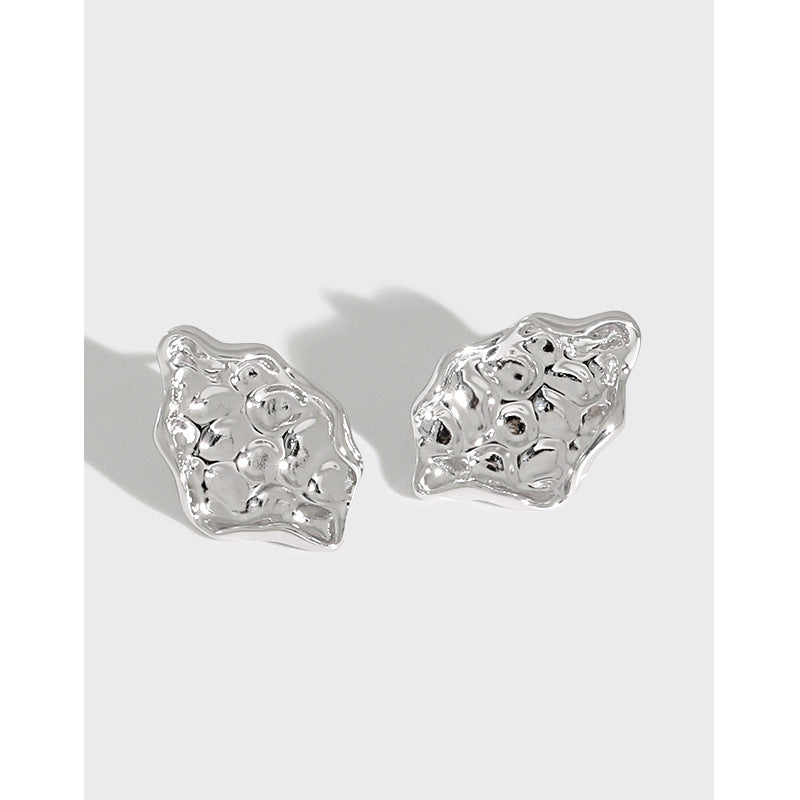 Lovcia Gold Irregular Beaten Stone 12.5mm Stud Earrings-Earrings-14K Yellow Gold-14K Yellow Gold