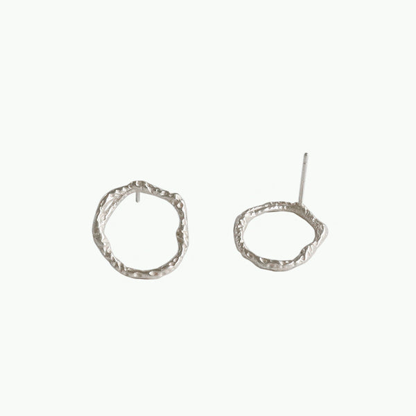 Lovcia Gold Irregular Circle Sterling Silver Stud Earrings-Earrings-Rhodium-Rhodium