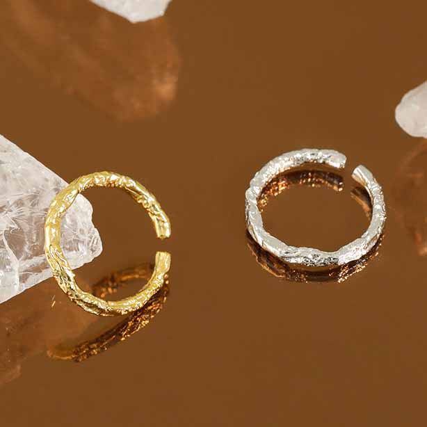 Lovcia Gold Irregular Paper Face Open Adjustable Ring-Rings-Yellow Gold-Yellow Gold
