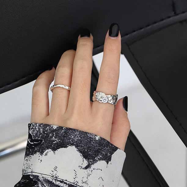 Lovcia Gold Irregular Paper Face Open Adjustable Ring-Rings-Yellow Gold-Yellow Gold