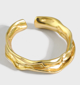 Lovcia Gold Irregular Ring 925 Sterling Silver Adjustable-Rings-Yellow Gold-Yellow Gold