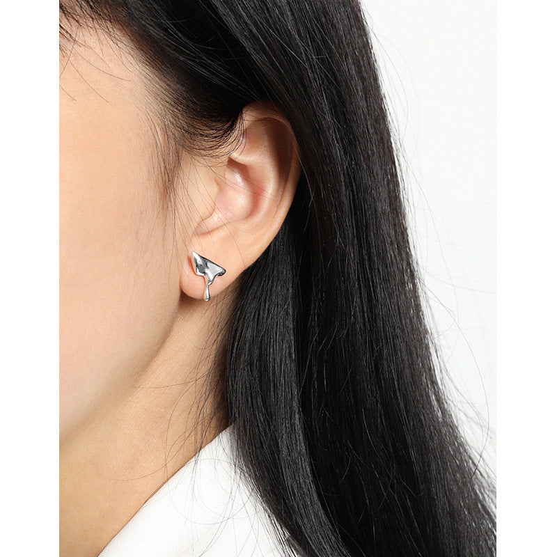Lovcia Gold Irregular Water Droplet Stud Earrings 13x14mm-Earrings-Yellow Gold-Yellow Gold