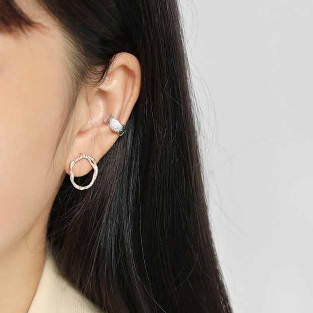 Lovcia Gold Irregular Wave 9.8mm 925 Silver Earring-Earrings-Yellow Gold-