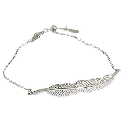 Lovcia Gold Leaf 925 Sterling Silver Bracelet 195mm Chain-Bracelets-Rhodium-Rhodium