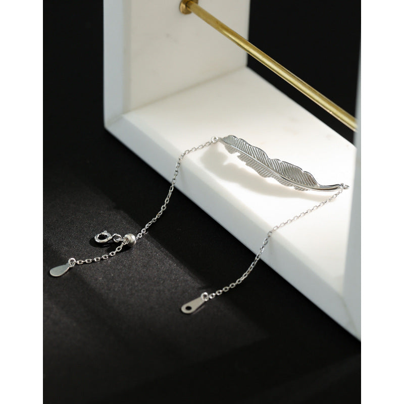 Lovcia Gold Leaf 925 Sterling Silver Bracelet 195mm Chain-Bracelets-Yellow Gold-Yellow Gold