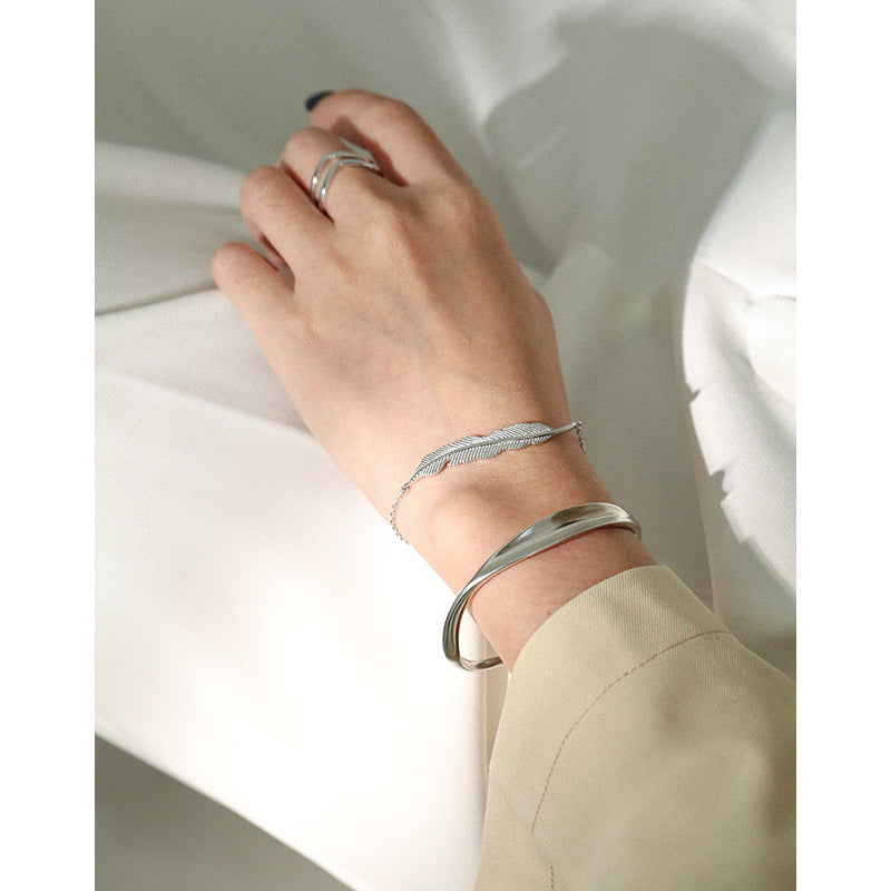 Lovcia Gold Leaf 925 Sterling Silver Bracelet 195mm Chain-Bracelets-Yellow Gold-Yellow Gold