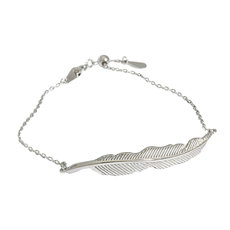 Lovcia Gold Leaf 925 Sterling Silver Bracelet 195mm Chain-Bracelets-Yellow Gold-Yellow Gold