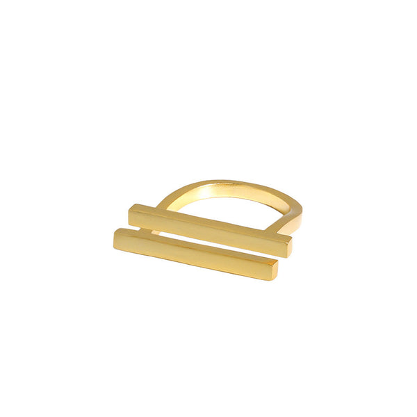 Lovcia Gold Minimalism Geometry Strips Adjustable Ring-Rings-Yellow Gold-Yellow Gold