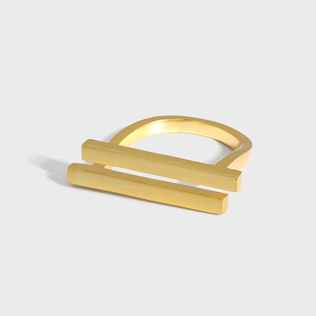 Lovcia Gold Minimalism Geometry Strips Adjustable Ring-Rings-Yellow Gold-Yellow Gold