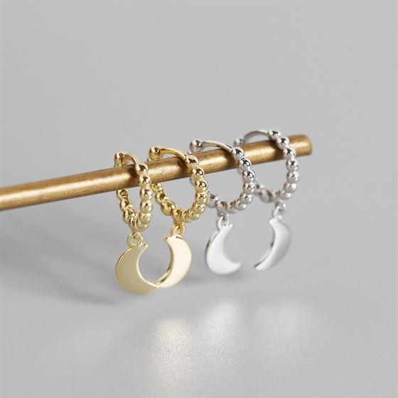 Lovcia Gold Moon Hoop Earrings 19.8mm 925 Sterling Silver-Earrings-Silver-Silver