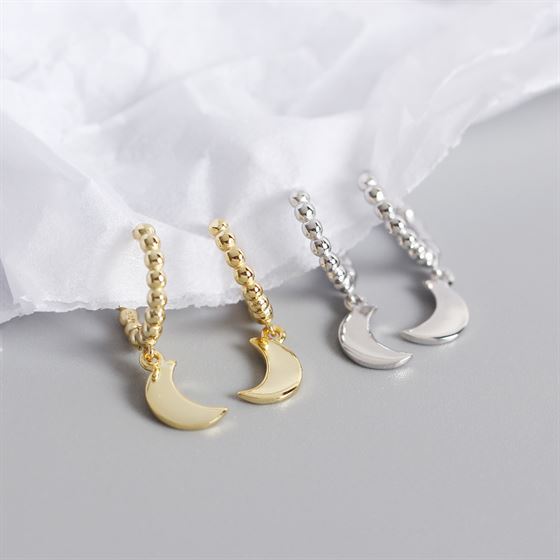 Lovcia Gold Moon Hoop Earrings 19.8mm 925 Sterling Silver-Earrings-Silver-Silver