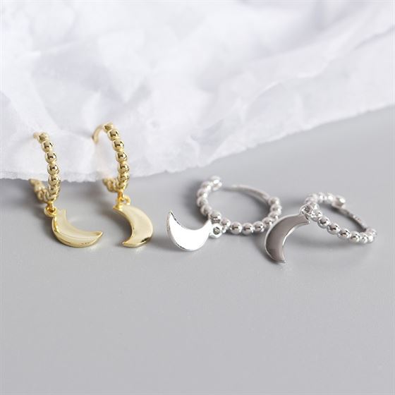Lovcia Gold Moon Hoop Earrings 19.8mm 925 Sterling Silver-Earrings-Silver-Silver