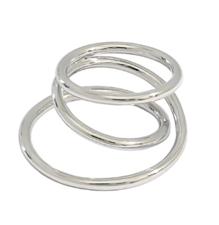 Lovcia Gold Open Size Adjustable Triple Layer Cross Ring 925-Rings-Us 6-Silver-Us 6