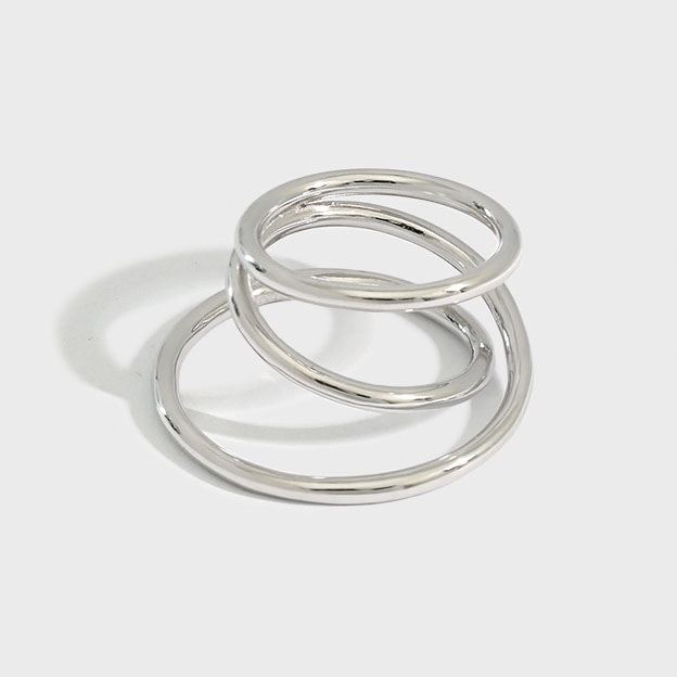 Lovcia Gold Open Size Adjustable Triple Layer Cross Ring 925-Rings-Us 7-Yellow Gold-Us 7
