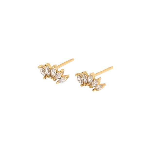 Lovcia Gold Oval CZ Stud Earrings 925 Sterling Silver-Earrings-Yellow Gold-Yellow Gold