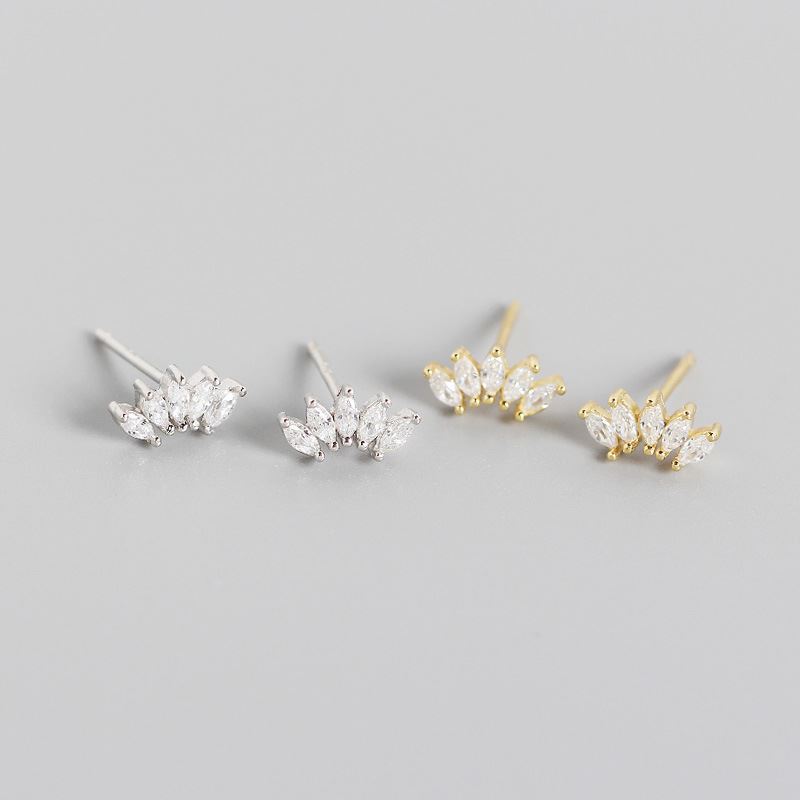 Lovcia Gold Oval CZ Stud Earrings 925 Sterling Silver-Earrings-Yellow Gold-Yellow Gold