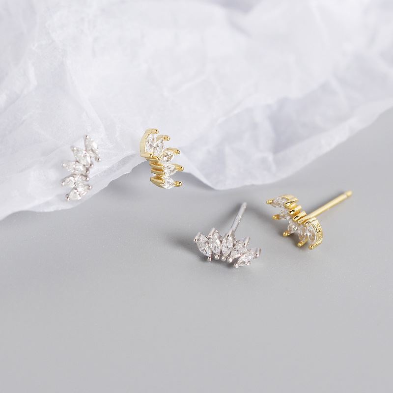 Lovcia Gold Oval CZ Stud Earrings 925 Sterling Silver-Earrings-Yellow Gold-Yellow Gold