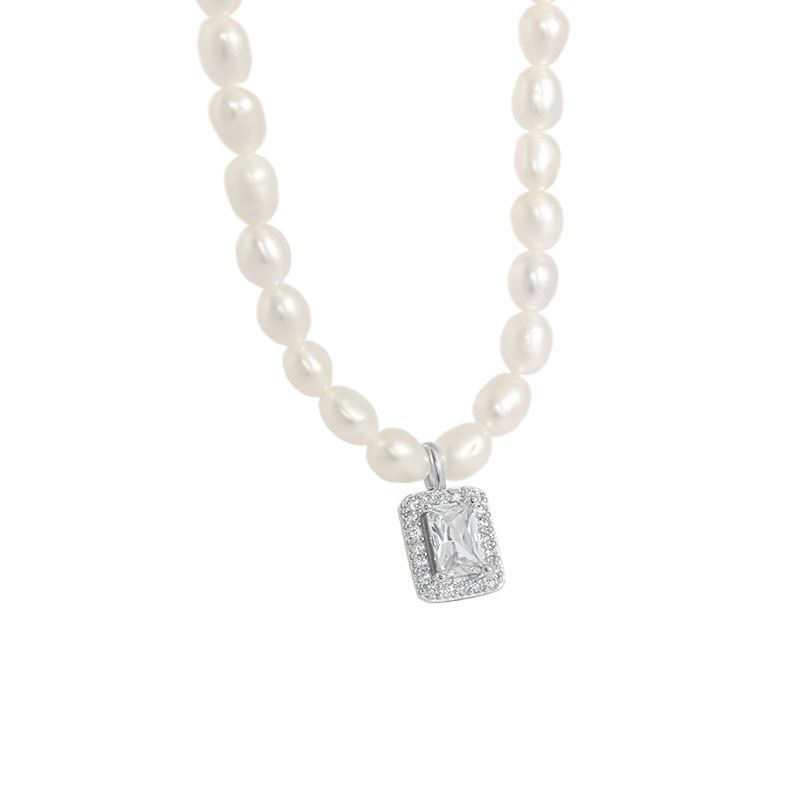 Lovcia Gold Pearl Necklace With CZ Pendant 41cm Extender-Necklaces-Yellow Gold-Yellow Gold