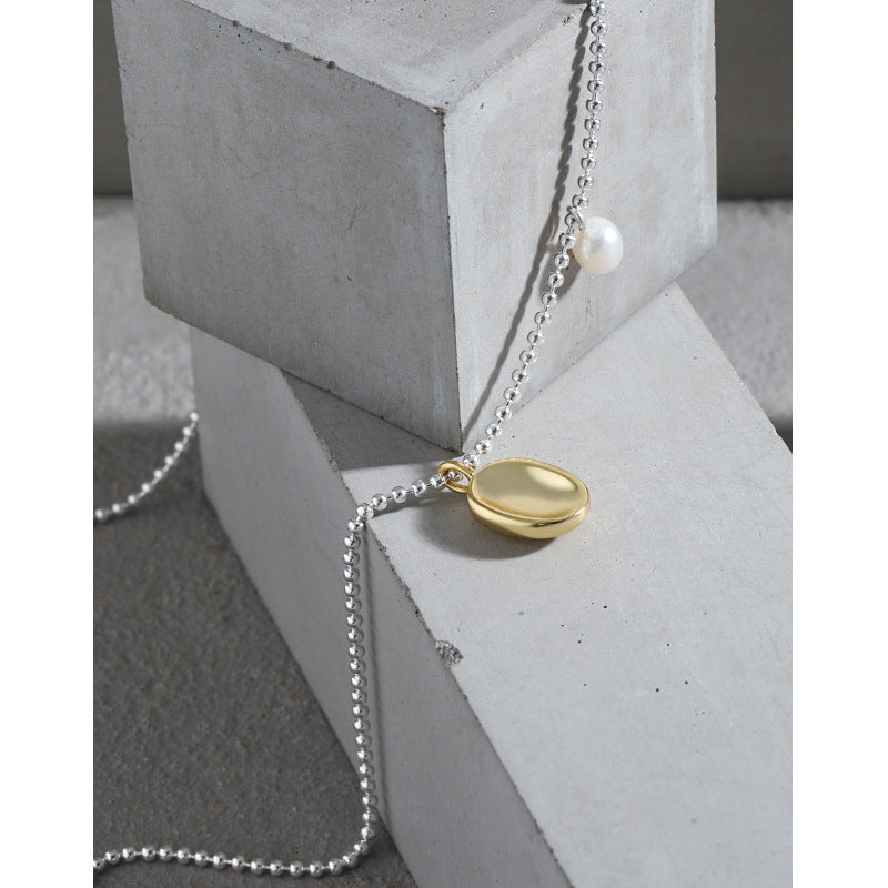 Lovcia Gold Pearl Pendant Necklace 4.5mm Natural Pearl-Necklaces-Rhodium-Rhodium