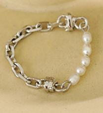 Lovcia Gold Pearls Style Chain Ring in 925 Sterling Silver-Rings-Us 3.5-Silver-