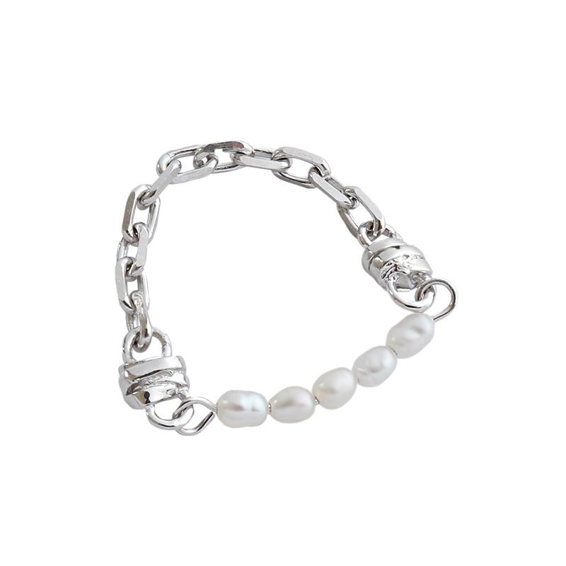 Lovcia Gold Pearls Style Chain Ring in 925 Sterling Silver-Rings-Us 6-Yellow Gold-