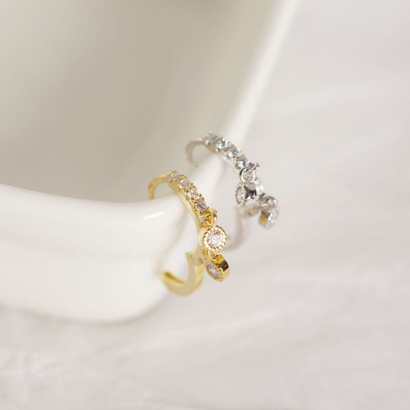 Lovcia Gold Plated 10mm CZ Hoop Earrings 925 Sterling Silver-Earrings-Yellow Gold-Yellow Gold