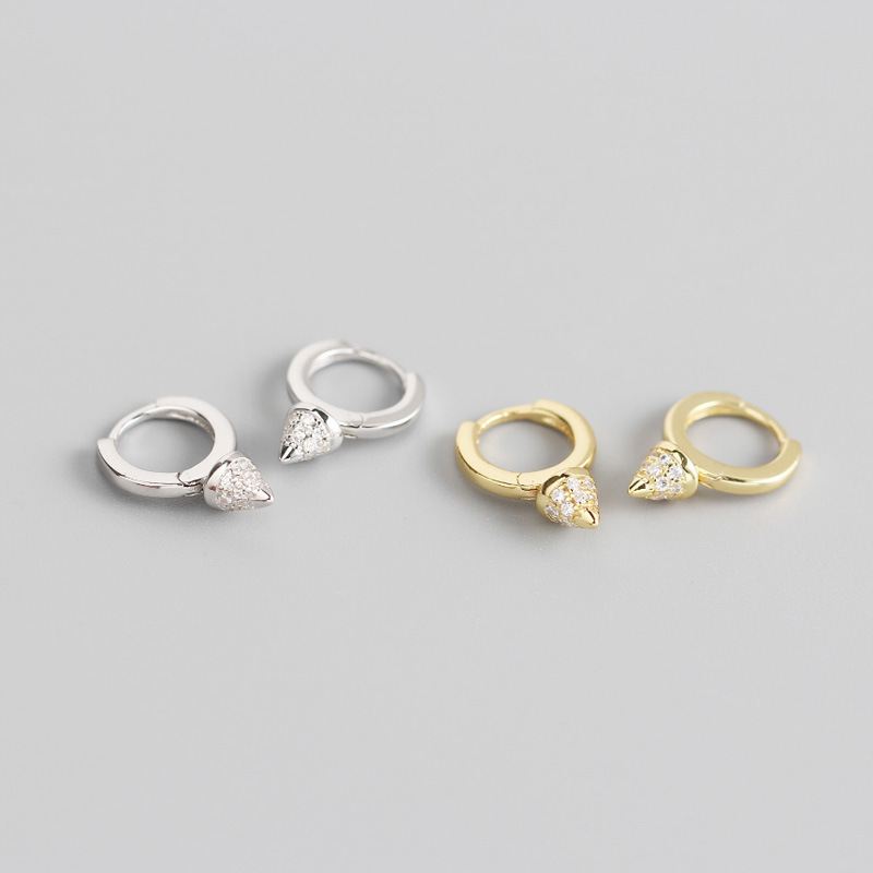 Lovcia Gold Plated 14.6mm CZ Hoop Earrings 925 Silver-Earrings-Yellow Gold-Yellow Gold