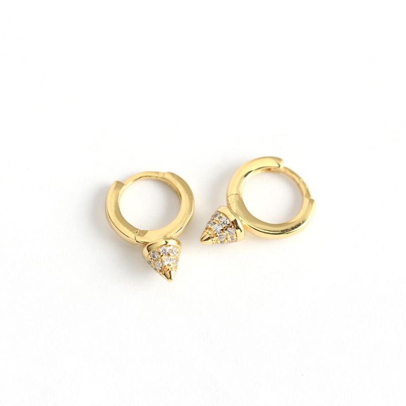 Lovcia Gold Plated 14.6mm CZ Hoop Earrings 925 Silver-Earrings-Yellow Gold-Yellow Gold
