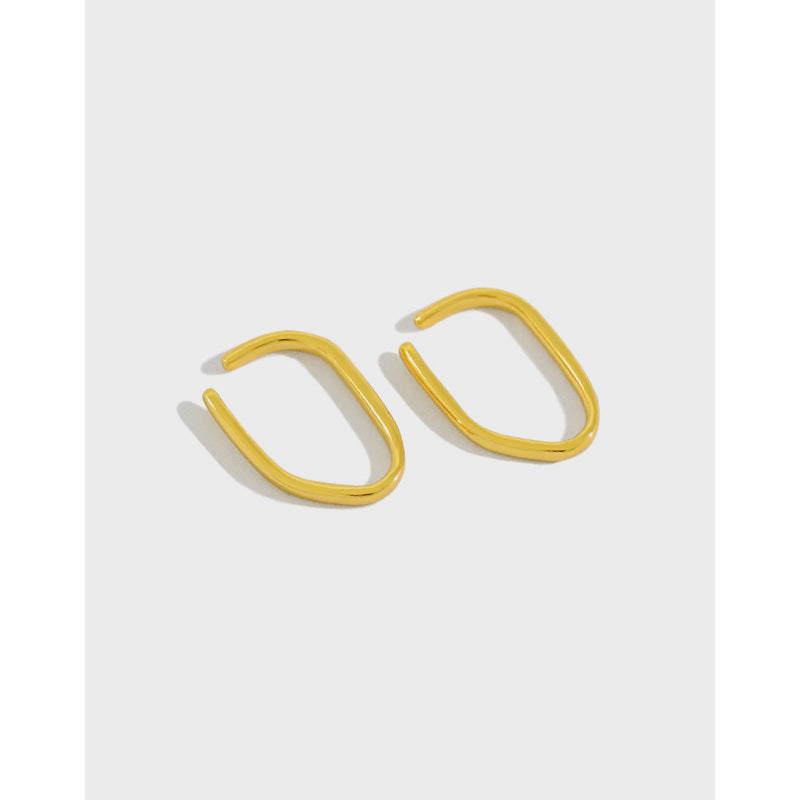 Lovcia Gold Plated 14x10mm 925 Silver Non Pierced Earrings-Earrings-Yellow Gold-Yellow Gold