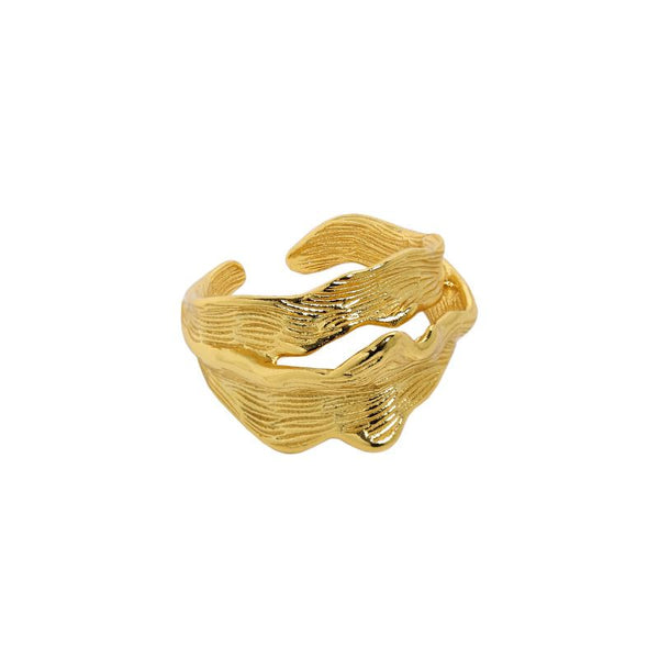 Lovcia Gold Plated 18K Adjustable Ring Sterling Silver-Rings-Yellow Gold-Yellow Gold
