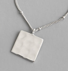 Lovcia Gold Plated 18K Square Sterling Silver Necklace 17mm-Necklaces-Yellow Gold-Yellow Gold