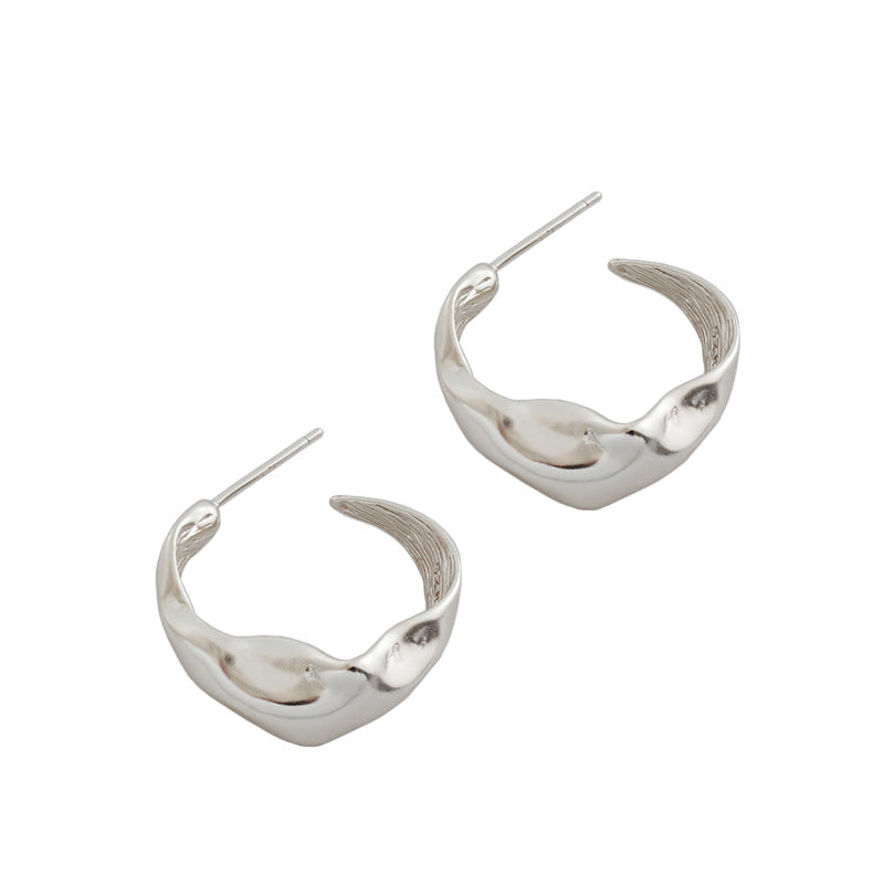 Lovcia Gold Plated 7x17mm C Shape Hoop Earrings For Women-Earrings-Yellow Gold-Yellow Gold