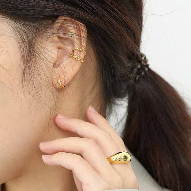 Lovcia Gold Plated 925 Circle Huggie Hoop Earrings 5mm-Earrings-Yellow Gold-10 Mm-Yellow Gold