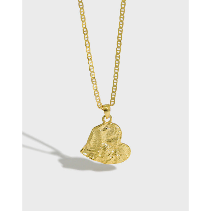 Lovcia Gold Plated 925 Heart Pendant Necklace 450mm-Necklaces-Yellow Gold-Yellow Gold