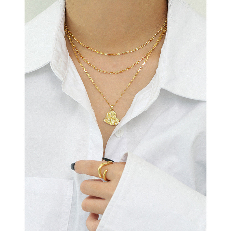 Lovcia Gold Plated 925 Heart Pendant Necklace 450mm-Necklaces-Yellow Gold-Yellow Gold