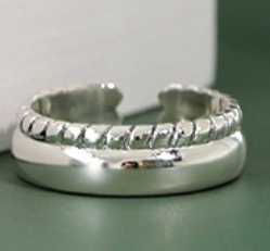 Lovcia Gold Plated 925 Ring Twisted Wide Adjustable-Rings-Silver-