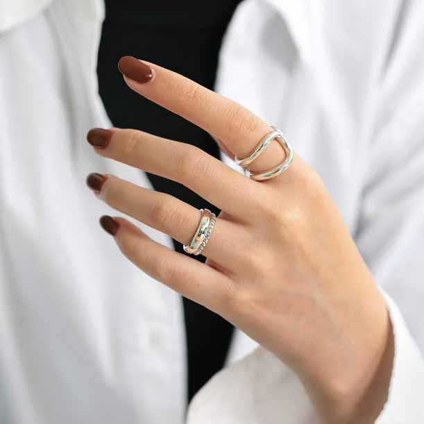 Lovcia Gold Plated 925 Ring Twisted Wide Adjustable-Rings-Yellow Gold-