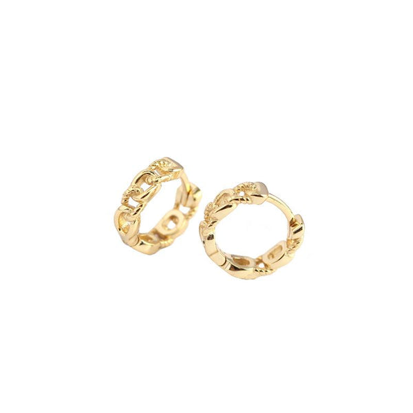 Lovcia Gold Plated 925 Silver Chain Huggie Hoops 12mm-Earrings-Yellow Gold-Yellow Gold